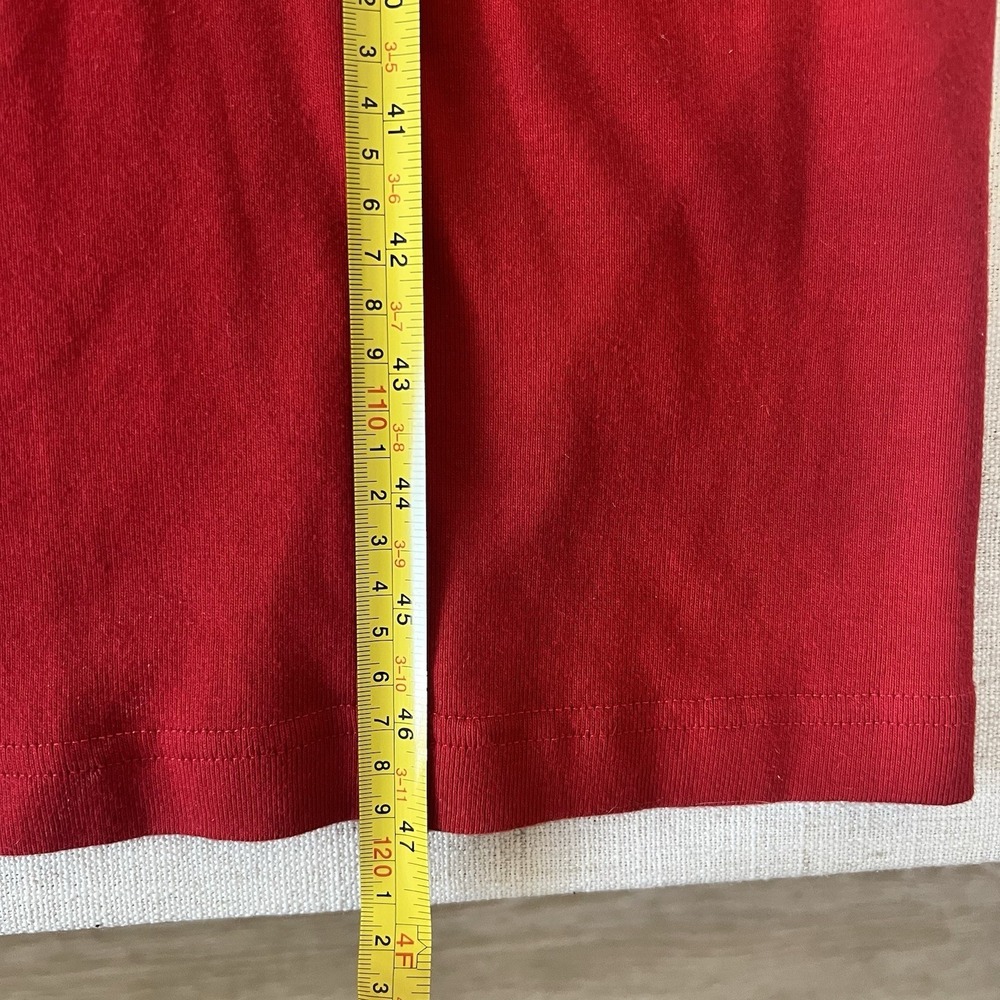 Lauren Ralph Lauren Petite Red Cotton Henley Midi Dress P/S Long Sleeve Logo - Picture 9 of 10